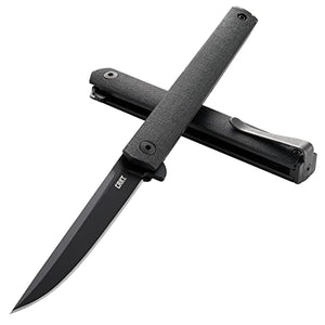 CRKT CEO Blackout EDC Folding Pocket Knife: Gentleman's Knife, Everyday Carry, Liner Lock, Glass Reinforced Nylon Handle, Deep Carry Pocket Clip 7097k