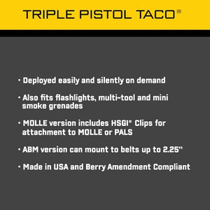 High Speed Gear Triple Pistol TACO MOLLE Mag Pouch