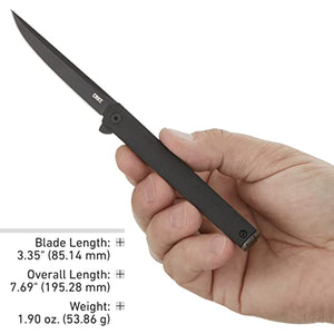 CRKT CEO Blackout EDC Folding Pocket Knife: Gentleman's Knife, Everyday Carry, Liner Lock, Glass Reinforced Nylon Handle, Deep Carry Pocket Clip 7097k