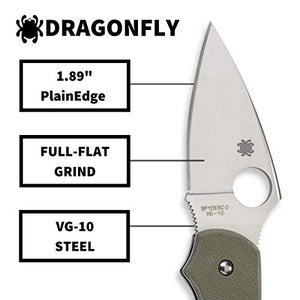Spyderco Dragonfly Knife - Handle with Full-Flat Grind, VG-10 Steel Blade and Back Lock