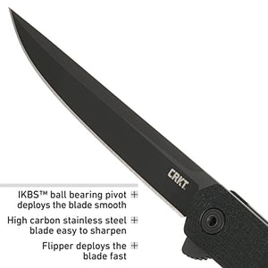 CRKT CEO Blackout EDC Folding Pocket Knife: Gentleman's Knife, Everyday Carry, Liner Lock, Glass Reinforced Nylon Handle, Deep Carry Pocket Clip 7097k