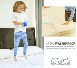 SafeRest Zippered Mattress Protector - Premium Waterproof Mattress Cover for Bed - Breathable & Noiseless Washable Mattress Encasement
