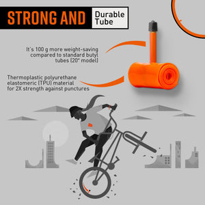 Tubolito Tubo-BMX TPU Inner Tube 20", 22”, and 24” Wheel Sizes | Fits Tire Widths 1.5" - 2.5" and 1 1/8" - 1 3/8" | Schrader & Presta Valve Options | Compatible with Rim & Disc Brakes