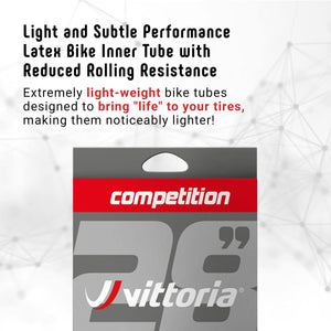 Vittoria Competition Latex Tube - Performance Bike Tire Tube - Lightweight Bicycle Inner Tubes for Racing - 48mm Valve