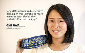 Gibbon Slacklines Funline with treewear, Blue, 49ft (41ft line + 8ft Ratchet Strap with Reinforced Loop) incl. Ratchet Protection, Tree and line Protection (Black Felt) 50mm/2" Wide