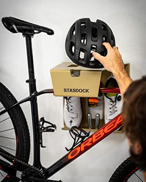 Stasdock Bike Wall Rack - Vertical Powder Coated Bike Rack with Shoes and Glasses Holder for Home & Garage - Durable Steel Material