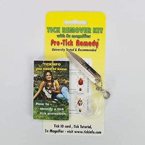 Protick Remedy Tick Removal Tool for Dogs Cats Horses People and Pets - Includes 5X Magnifier Tick ID Card