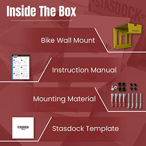 Stasdock Bike Wall Rack - Vertical Powder Coated Bike Rack with Shoes and Glasses Holder for Home & Garage - Durable Steel Material