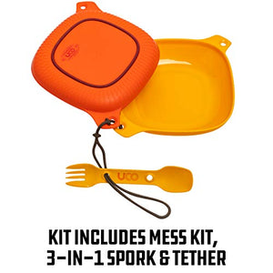 UCO 4-Piece Camping Mess Kit with Bowl, Plate and 3-in-1 Spork Utensil Set
