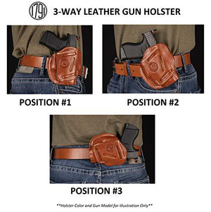 1791 GUNLEATHER 3-Way 1911 Holster - Ambidextrous OWB CCW Holster - Right or Left Handed Leather Gun Holster - Fits All 1911 Models Sig, Colt, Kimber, Ruger, Browning, Taurus and Remmington