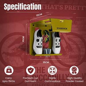 Stasdock Bike Wall Rack - Vertical Powder Coated Bike Rack with Shoes and Glasses Holder for Home & Garage - Durable Steel Material