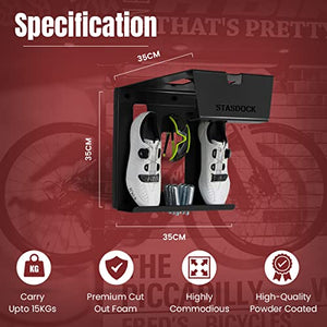 Stasdock Bike Wall Rack - Vertical Powder Coated Bike Rack with Shoes and Glasses Holder for Home & Garage - Durable Steel Material