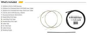 Jagwire - 2X Pro Universal Gear Shift Kit | for Road, MTN and Gravel | Compatible with SRAM and Shimano Gears, Polished Stainless Steel Cables, 10 Color Options