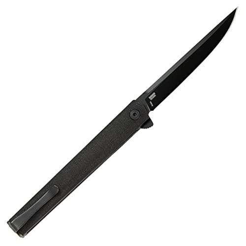 CRKT CEO Blackout EDC Folding Pocket Knife: Gentleman's Knife, Everyday Carry, Liner Lock, Glass Reinforced Nylon Handle, Deep Carry Pocket Clip 7097k
