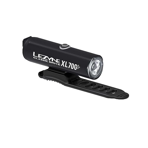 LEZYNE Classic Drive 700XL Bicycle USB Rechargeable IPX7 White LED Front Light w/Multiple Solid & Flash Modes | Integrated Versatile Strap Mount Compatible with Handlebars, 700 Lumens