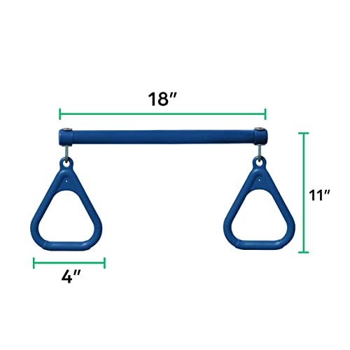 Jungle Gym Kingdom 18" Trapeze Swing Bar with Rings 48" Heavy Duty Chain Swing Set Accessories & Locking Carabiners