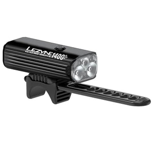LEZYNE Macro Drive Bicycle USB Rechargeable IPX7 Waterproof 3 White LED Tri-Focus Optics Front Light w/ 4 Solid & 3 Flash Modes | Silicone Rubber Mounting Strap - 1400/1300 Lumens Options