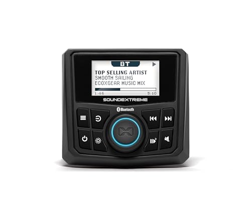 SoundExtreme by ECOXGEAR Marine AM/FM Stereo Receiver 200-Watt Waterproof Bluetooth Powersports with Built-in 4 Zone LED Controller
