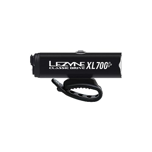 LEZYNE Classic Drive 700XL Bicycle USB Rechargeable IPX7 White LED Front Light w/Multiple Solid & Flash Modes | Integrated Versatile Strap Mount Compatible with Handlebars, 700 Lumens