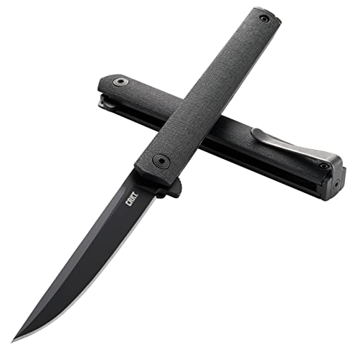 CRKT CEO Blackout EDC Folding Pocket Knife: Gentleman's Knife, Everyday Carry, Liner Lock, Glass Reinforced Nylon Handle, Deep Carry Pocket Clip 7097k