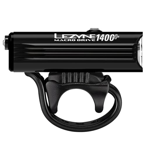 LEZYNE Macro Drive Bicycle USB Rechargeable IPX7 Waterproof 3 White LED Tri-Focus Optics Front Light w/ 4 Solid & 3 Flash Modes | Silicone Rubber Mounting Strap - 1400/1300 Lumens Options