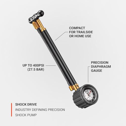 LEZYNE Shock Drive Bicycle Hand Pump, High Pressure 400psi Shock Pump, Portable, Mountain & Road Bike Pump