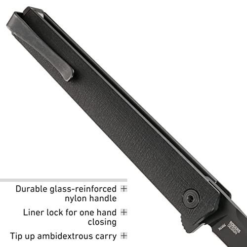 CRKT CEO Blackout EDC Folding Pocket Knife: Gentleman's Knife, Everyday Carry, Liner Lock, Glass Reinforced Nylon Handle, Deep Carry Pocket Clip 7097k