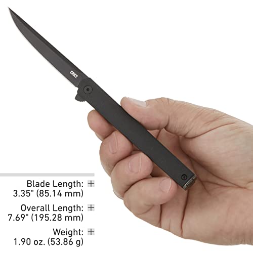 CRKT CEO Blackout EDC Folding Pocket Knife: Gentleman's Knife, Everyday Carry, Liner Lock, Glass Reinforced Nylon Handle, Deep Carry Pocket Clip 7097k