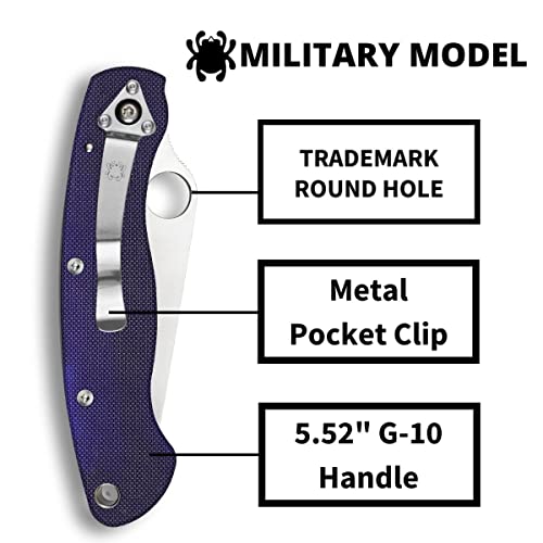 Spyderco Military Model Signature USA-Made Knife with 4" Premium Stainless Steel Blade and Durable G-10 Handle - PlainEdge - C36