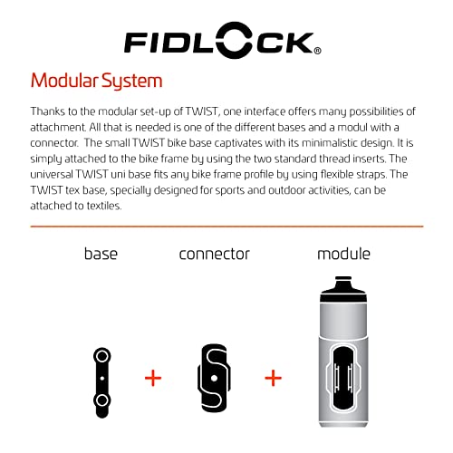 FIDLOCK Twist Bottle + Base Systems | New Leak-Proof, Self-Sealing Bottle Cap | Bike Water Bottle Holder with No Screws & Attached Bottle | Cage Free Magnetic Rack