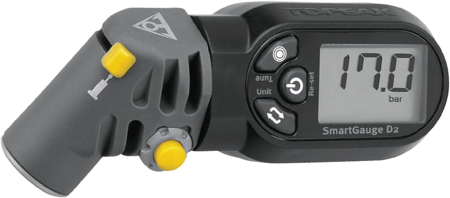 Topeak SmartGauge D2 Digital Tire Pressure Gauge – Presta/Schrader Compatible, 250 Psi/17 Bar, Precision Air Pressure Reader with LCD Display for Bikes, Motorcycles & Sports Equipment