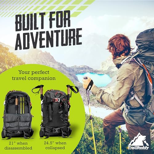 TrailBuddy Trekking Poles - Lightweight, Collapsible Hiking Poles for Snowshoe & Backpacking Gear - Pair of 2 Walking Sticks for Hiking, 7075 Aluminum with Cork Grip