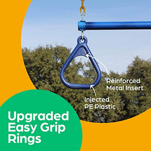 Jungle Gym Kingdom 18" Trapeze Swing Bar with Rings 48" Heavy Duty Chain Swing Set Accessories & Locking Carabiners