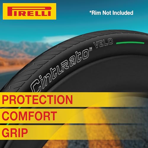 Pirelli Cinturato Velo Road Bike Tire (Long Rides), Clincher Tubeless Ready, Confident Handle Vari Terrains & Worst Conditions, X-Puncture Protect,(1) Tire, Black or Classic Tan Sidewall / Vari Sizes