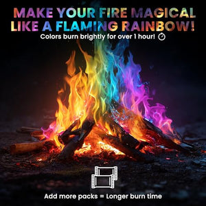 Magical Flames Fire Color Changing Packets for Fire Pit & Fireplace - Rainbow Fire Color Packets for Campfire - Camping Accessories