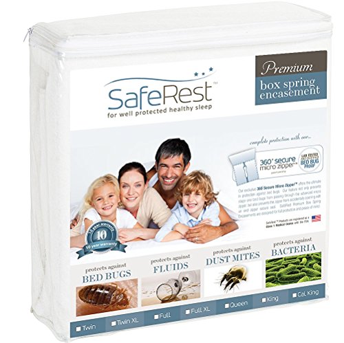 SafeRest Premium Low Profile Box Spring Encasement - Waterproof - Breathable, Noiseless and Vinyl Free - 5.5"