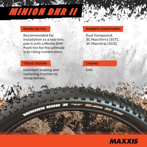 Maxxis Minion DHR2 Folding Dual Compound Exo/tr Tyre - Black, 27.5 x 2.40-Inch