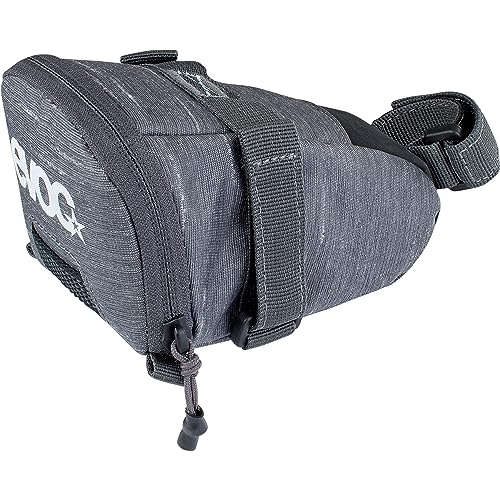 EVOC SEAT BAG TOUR saddle bag, Bicycle frame bag for more storage space on the seat post (size: M, 0.7 L storage space, abrasion-resistant, water-repellent, Hypalon reinforcement), Carbon Grey