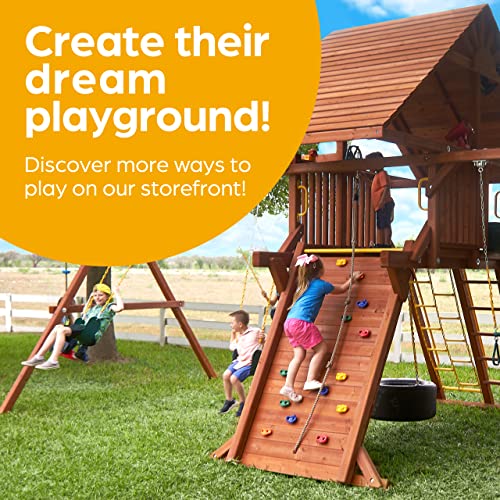 Jungle Gym Kingdom 18" Trapeze Swing Bar with Rings 48" Heavy Duty Chain Swing Set Accessories & Locking Carabiners