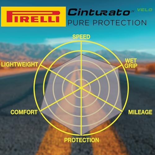 Pirelli Cinturato Velo Road Bike Tire (Long Rides), Clincher Tubeless Ready, Confident Handle Vari Terrains & Worst Conditions, X-Puncture Protect,(1) Tire, Black or Classic Tan Sidewall / Vari Sizes