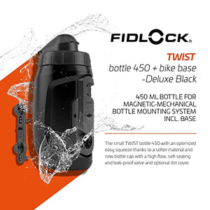 FIDLOCK Twist Bottle + Base Systems | New Leak-Proof, Self-Sealing Bottle Cap | Bike Water Bottle Holder with No Screws & Attached Bottle | Cage Free Magnetic Rack