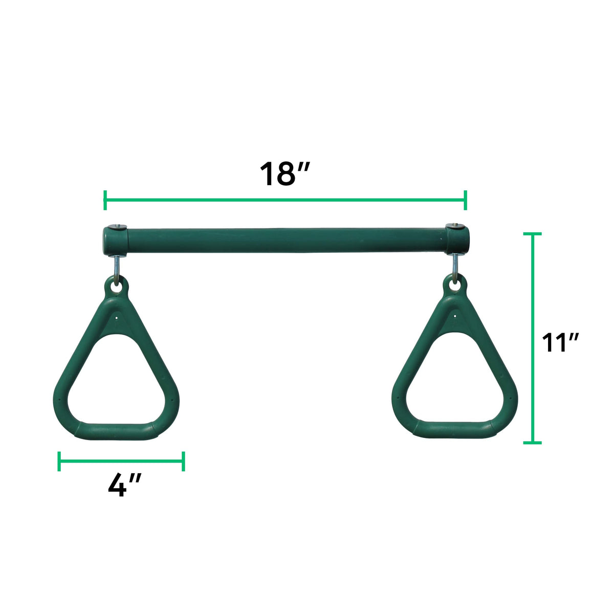Jungle Gym Kingdom 18" Trapeze Swing Bar with Rings 48" Heavy Duty Chain Swing Set Accessories & Locking Carabiners