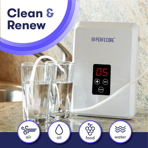 Perfecore Water Ozonator - Odor Eliminator and Fresh Water Machine w/Diffuser Stones and Timer - For Home, Kitchen, Fruits & Vegetables - 600 mg/Hour﻿