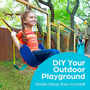 Jungle Gym Kingdom 18" Trapeze Swing Bar with Rings 48" Heavy Duty Chain Swing Set Accessories & Locking Carabiners