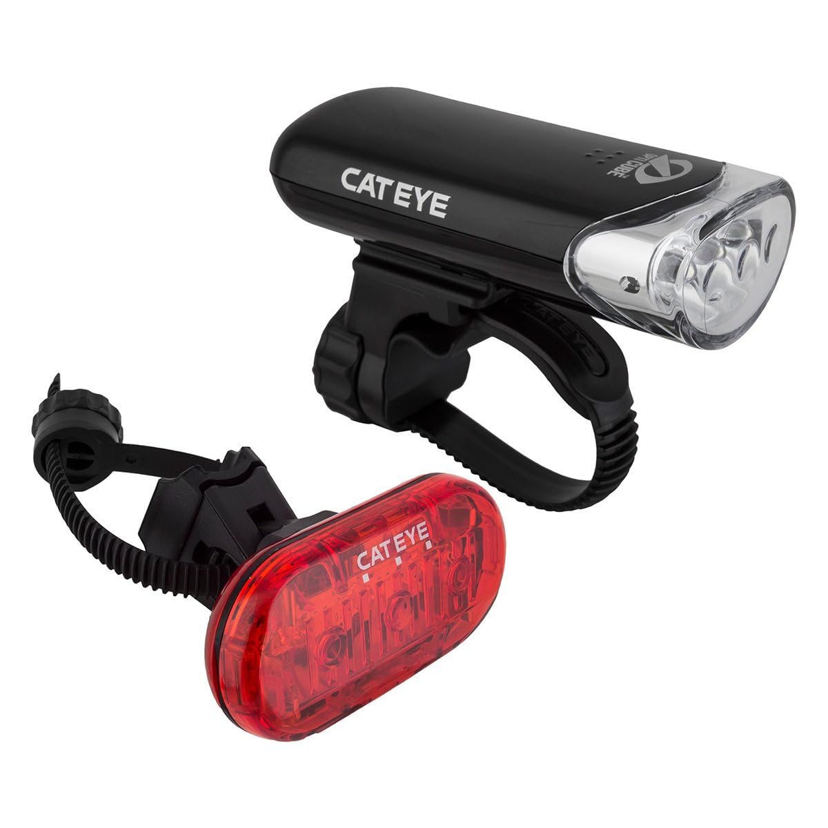 CATEYE HL-EL135 Headlight & Omni 3 Taillight – 3 LED Front Bicycle Light with 320 Hour Runtime, Rear-Mounted Safety Light with 360 Degree Visibility for Road, Commuter, Youth & Urban Cycling