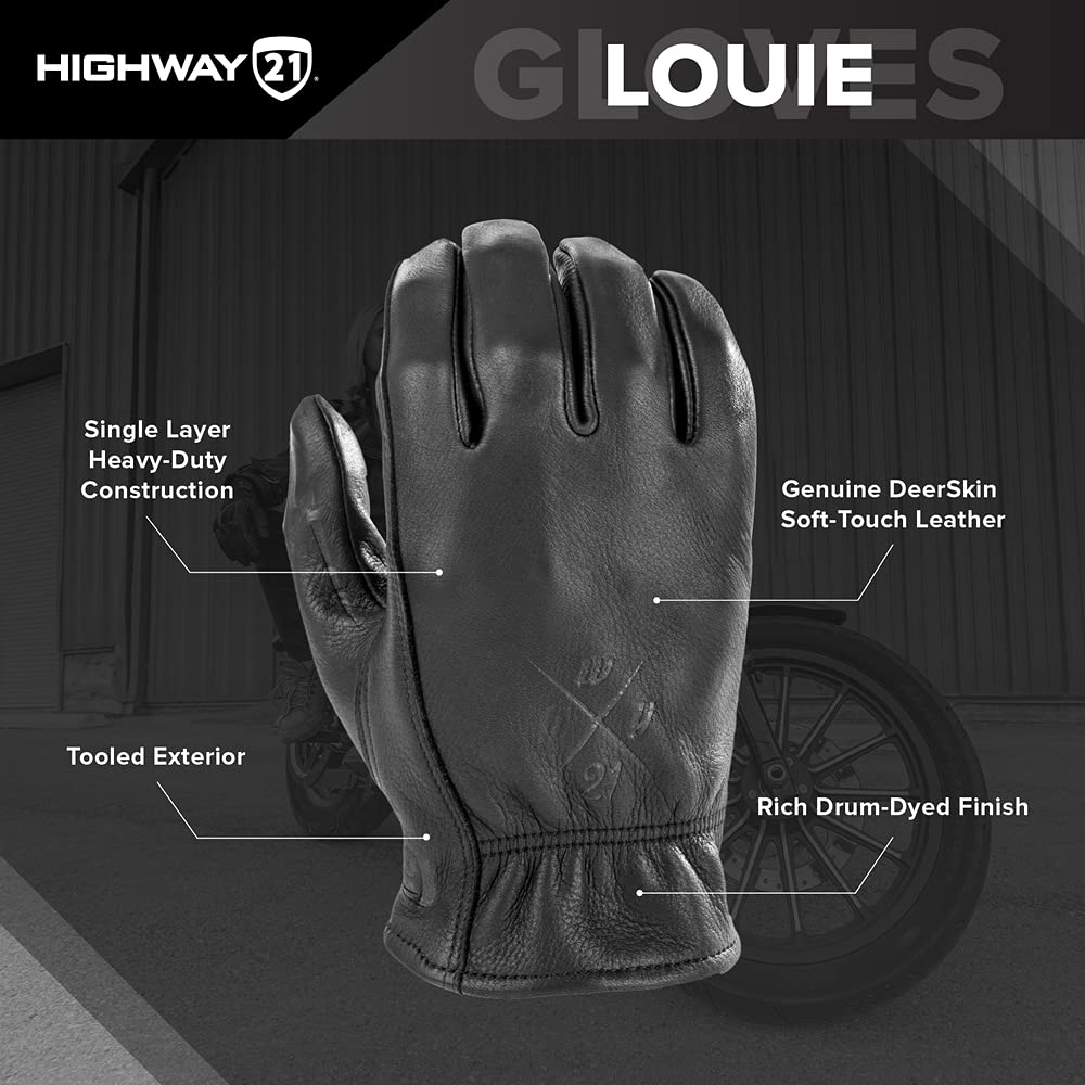 Highway 21 Louie Gloves, Protective Motorcycle Gloves for Men and Women
