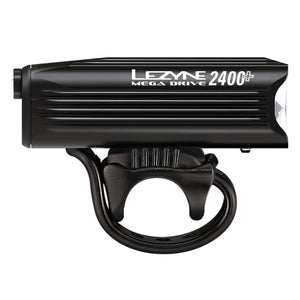 LEZYNE Mega Drive Bicycle USB Rechargeable Durable Weather-Resistant IPX7 White LED Front Light with Multiple Solid & Flash Modes | Integrated Silicone Rubber Strap Mount | 2400/1800 Lumens Options