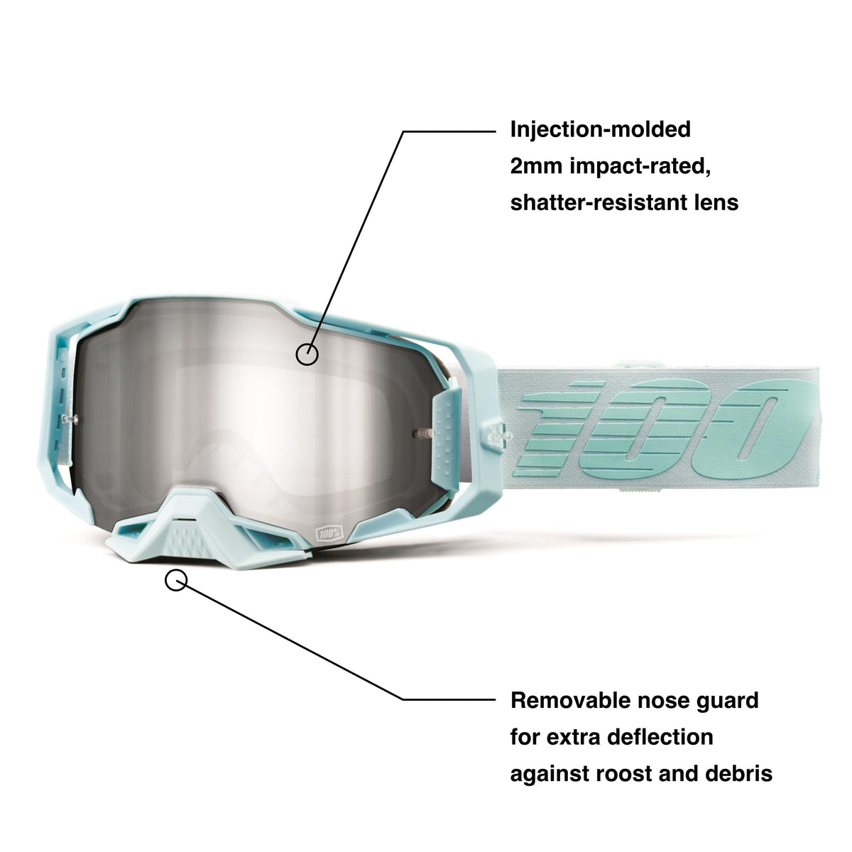 100% ARMEGA Premium Protective Sport Goggles with Ultra HD Lens & Nose Guard