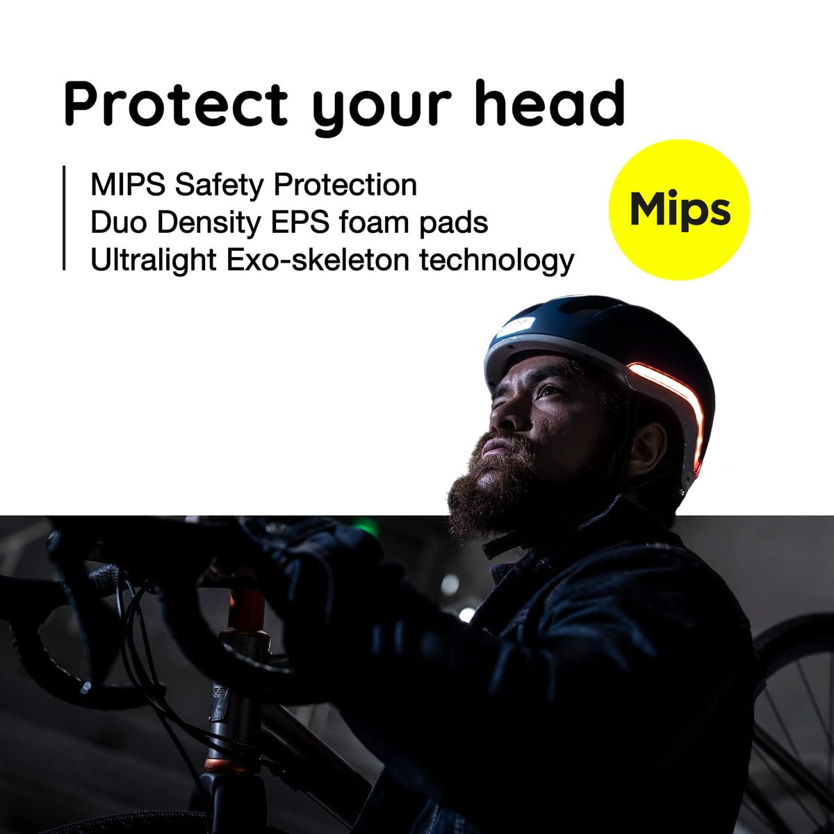 Nutcase, VIO, Bike Helmet with LED Lights and MIPS Protection for Road Cycling and Commuting, Blanco Gloss MIPS Light, S/M: 55cm-59cm