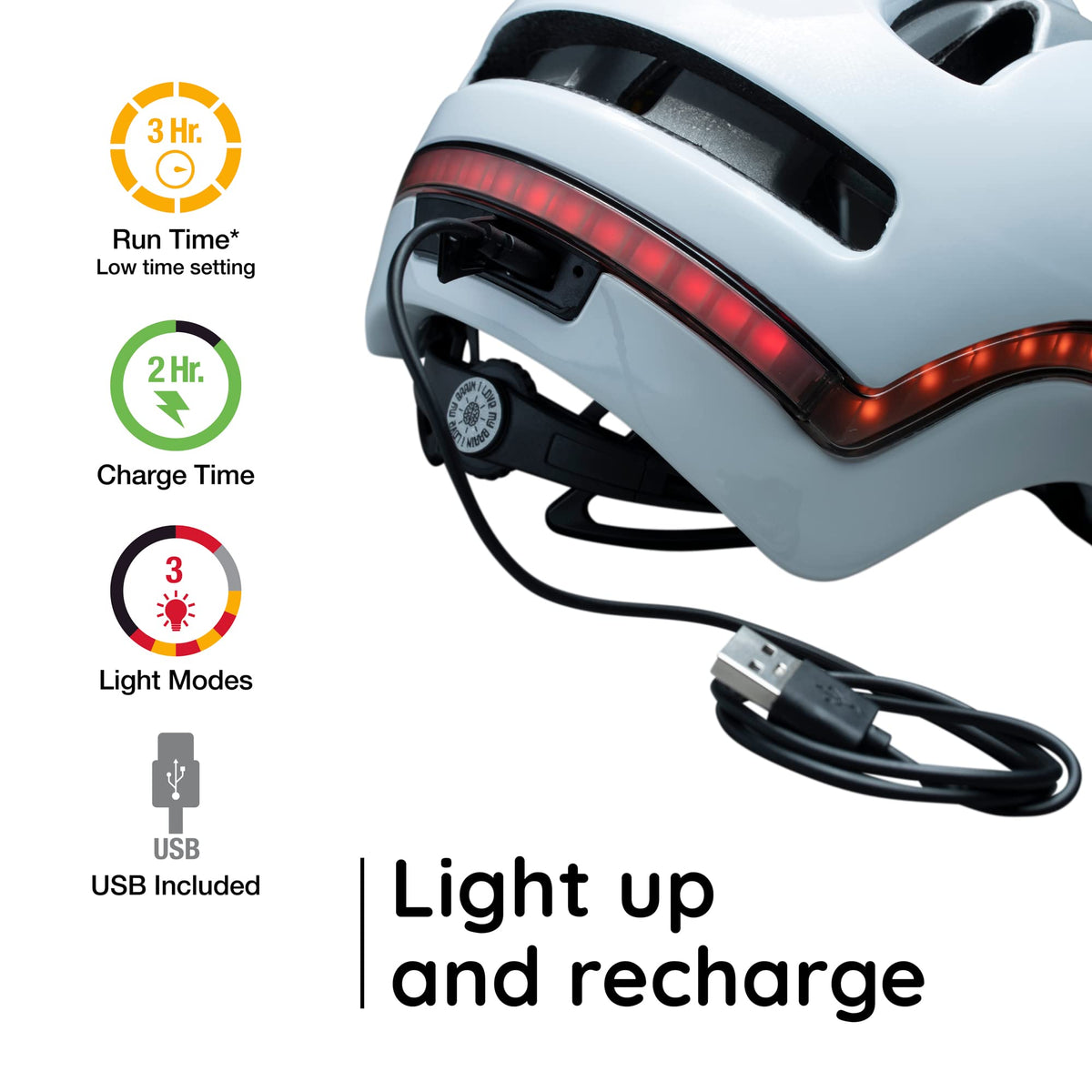 Nutcase, VIO, Bike Helmet with LED Lights and MIPS Protection for Road Cycling and Commuting, Blanco Gloss MIPS Light, S/M: 55cm-59cm